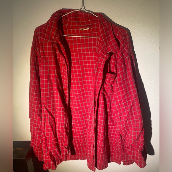 CALVIN KLEIN red plaid button up shirt - Picture 1 of 4